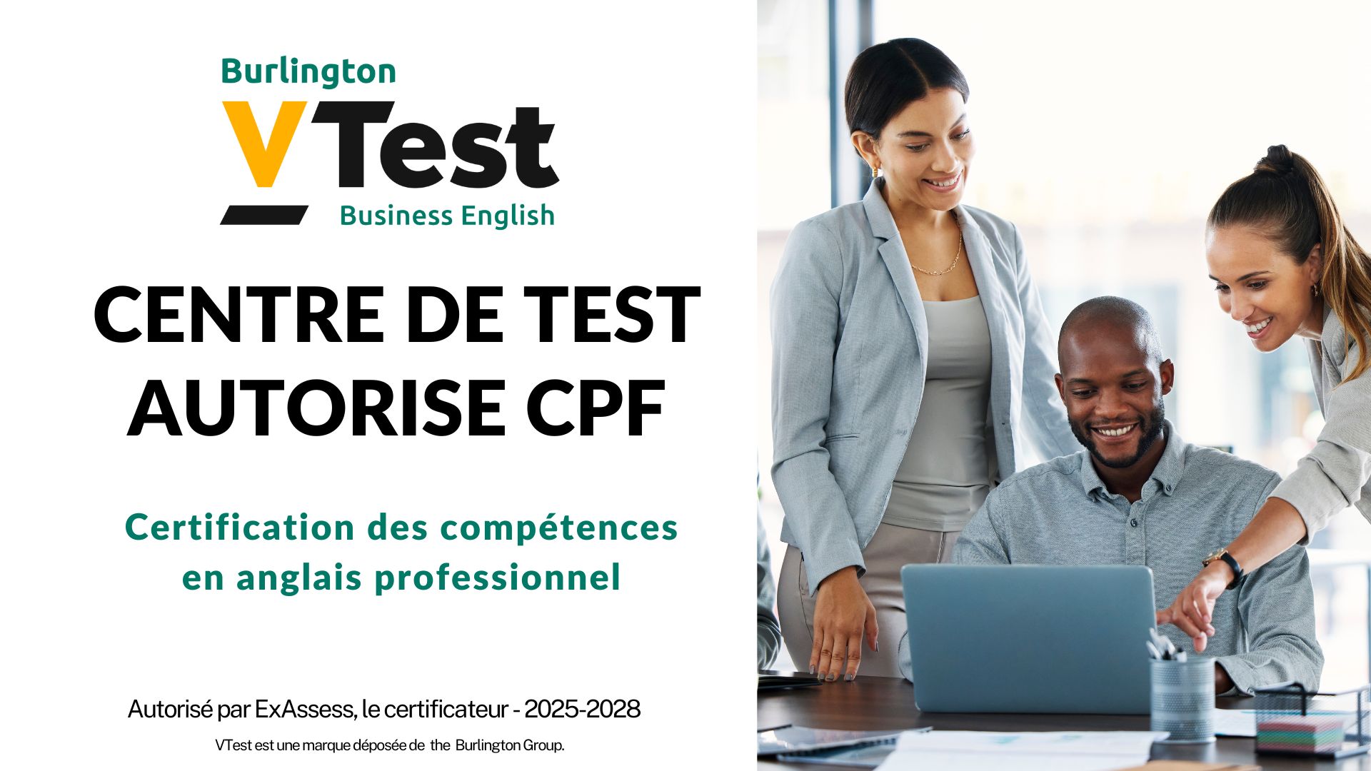 Certificat de Centre de test autorisé - VTest Business English - 4skills FR (1)